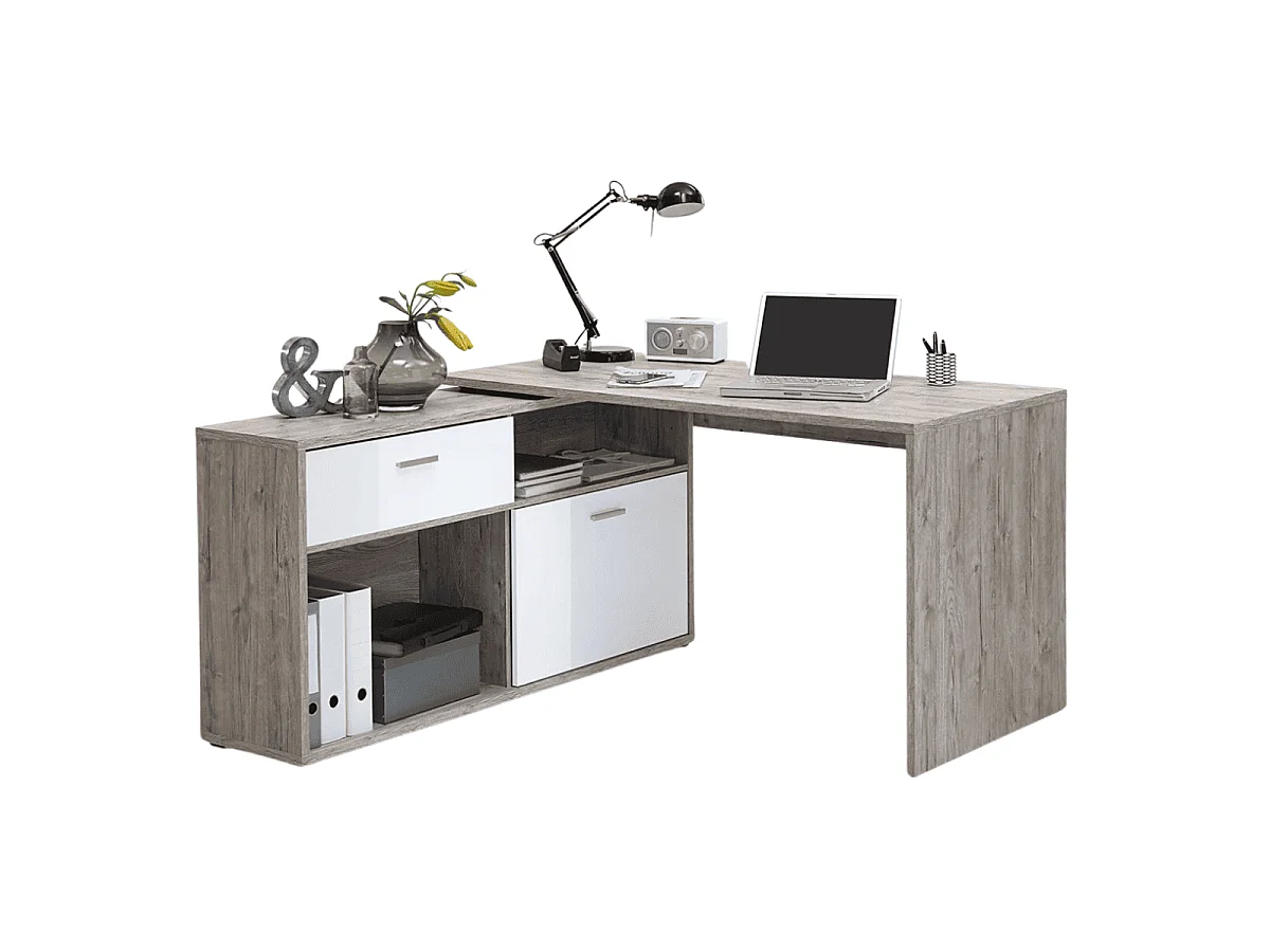 Konwertowalne biurko narożne z niskim schowkiem L138cm - Diego