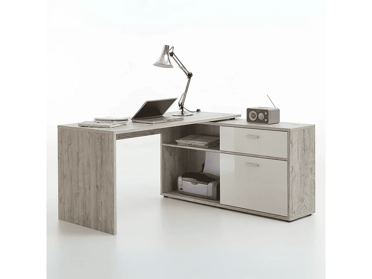 Konwertowalne biurko narożne z niskim schowkiem L138cm - Diego