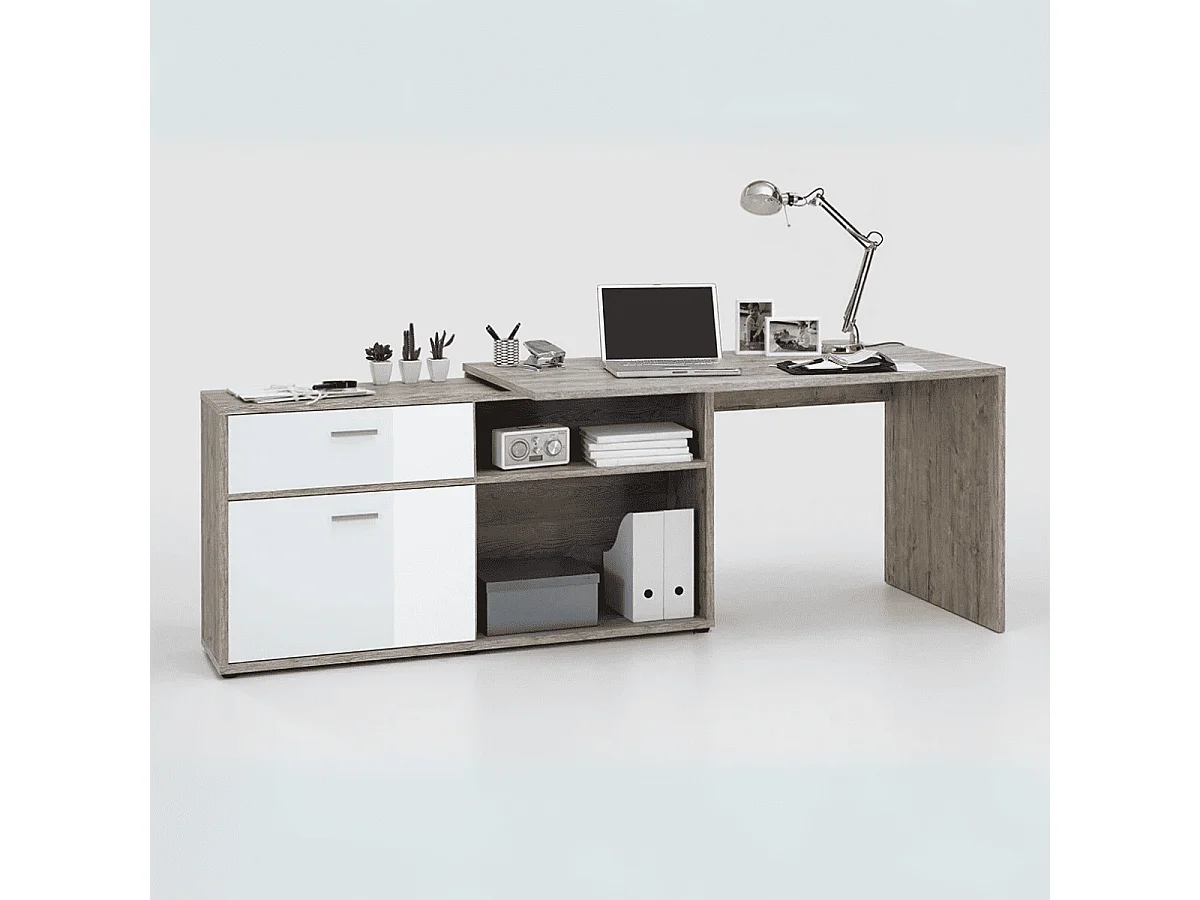 Konwertowalne biurko narożne z niskim schowkiem L138cm - Diego