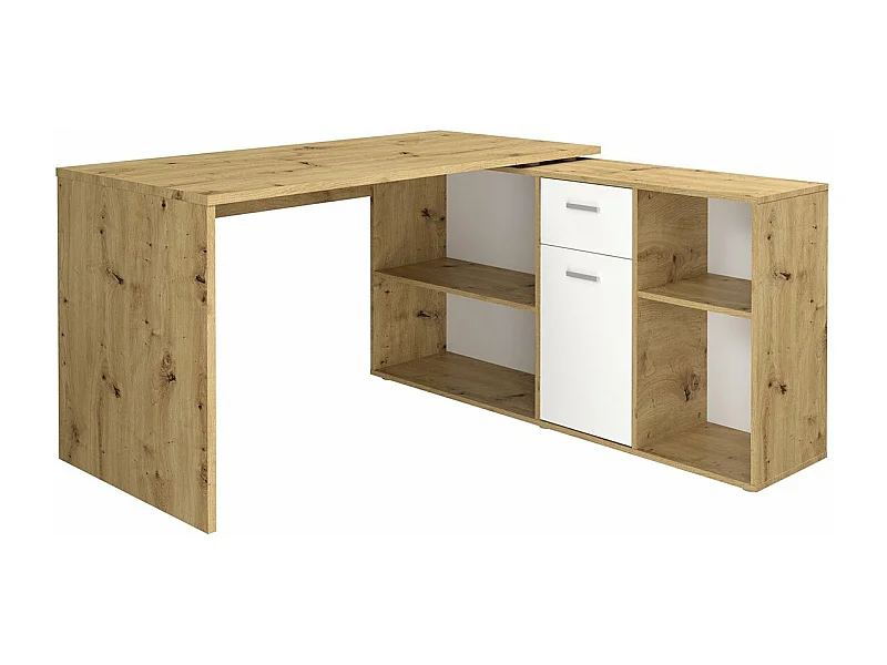 Bureau d'Angle Modulable avec Caisson, Tiroir et Étagères de Rangements - Lex