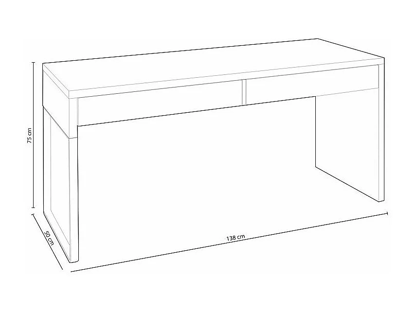 Bureau design piètement reversible 2 tiroirs L138 cm
