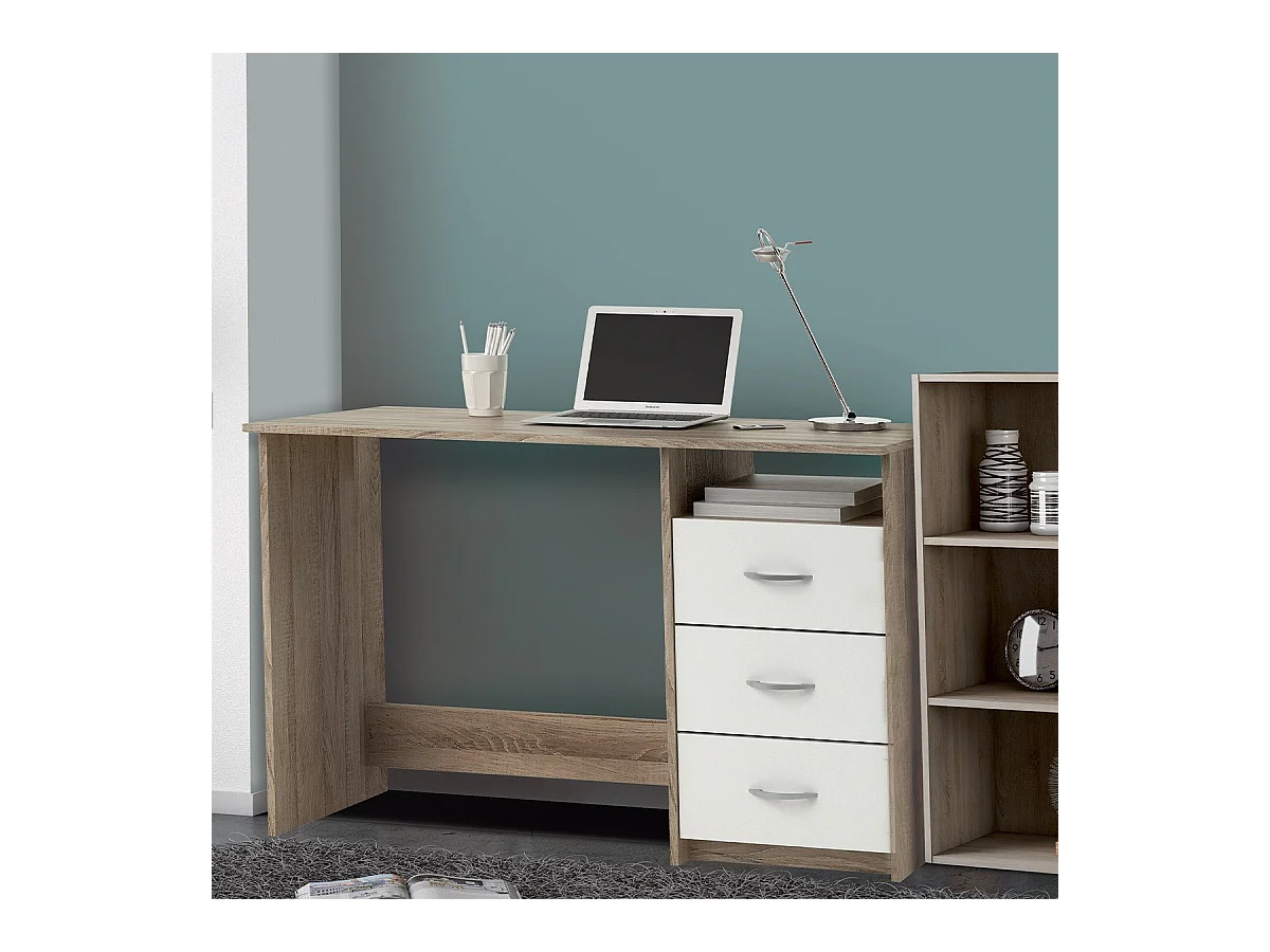 Bureau 1 Niche 3 Tiroirs L123 cm - Aristote