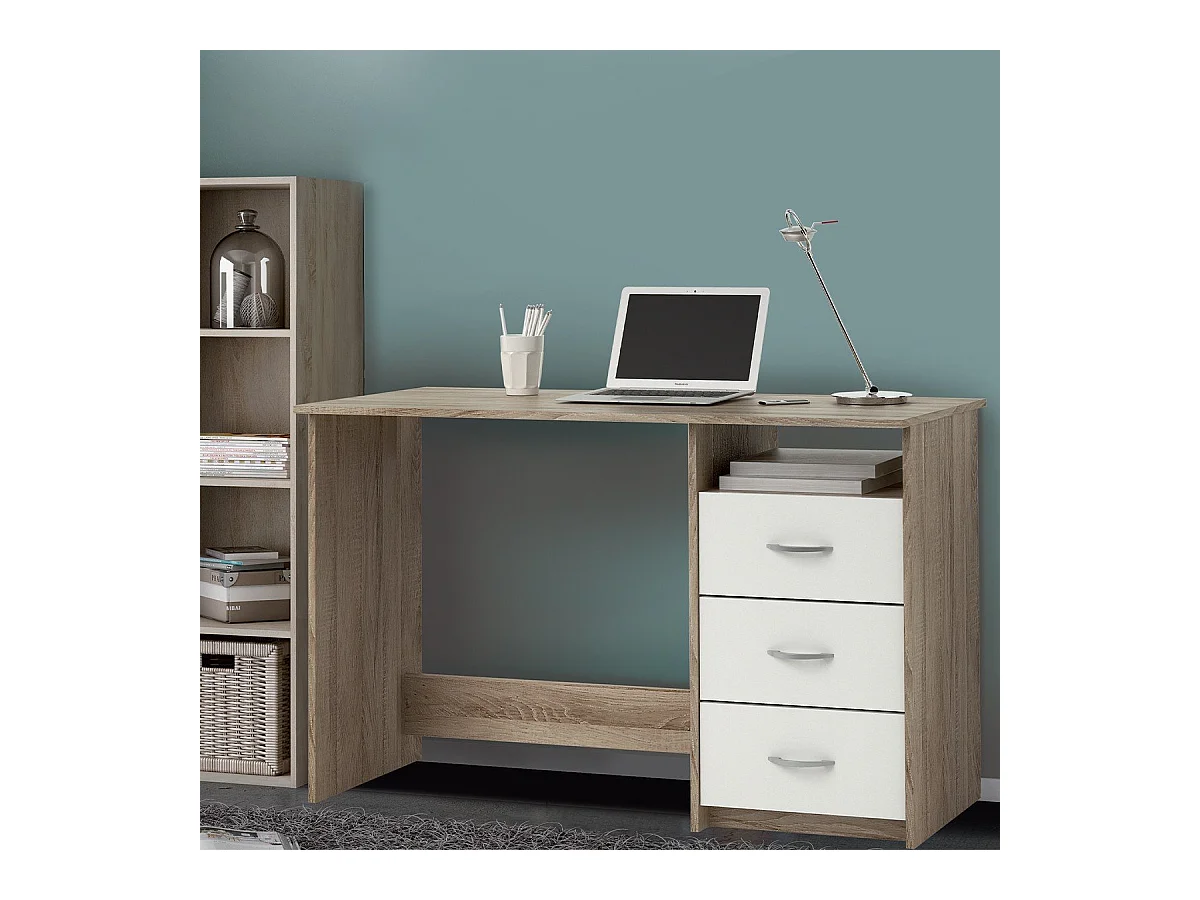 Bureau 1 Niche 3 Tiroirs L123 cm - Aristote