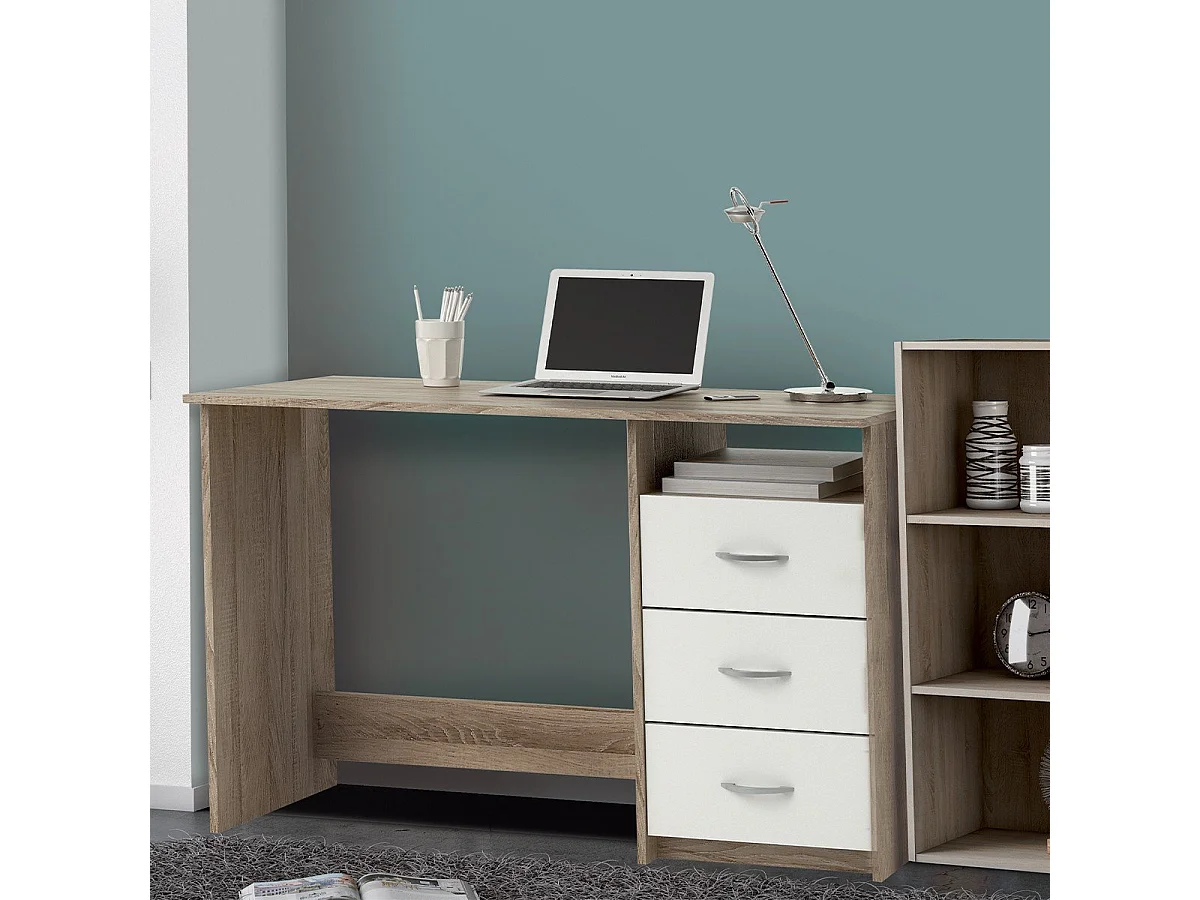 Bureau 1 Niche 3 Tiroirs L123 cm - Aristote