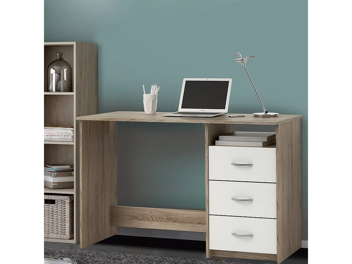 Bureau 1 Niche 3 Tiroirs L123 cm - Aristote