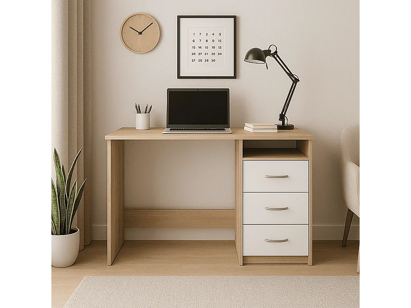 Bureau 1 Nis 3 Lades L123 cm - Aristote