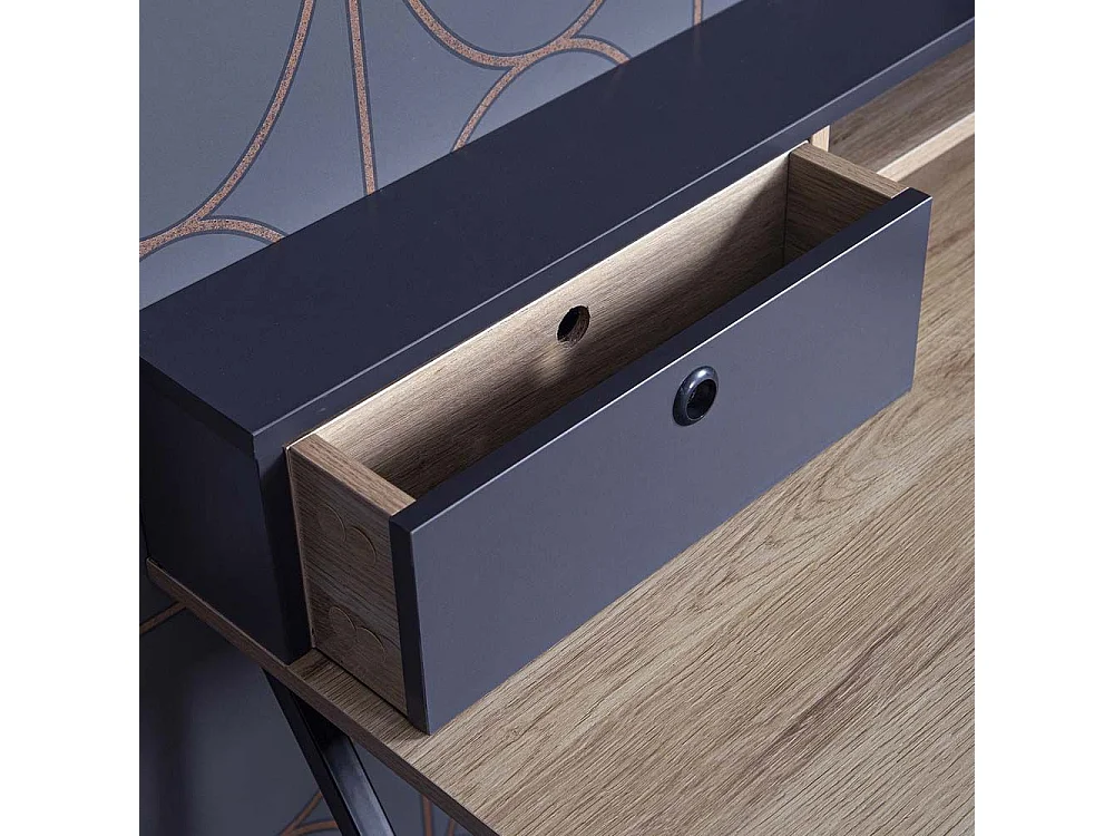 Bureau en métal noir 1 tiroir et rangements  - L90cm