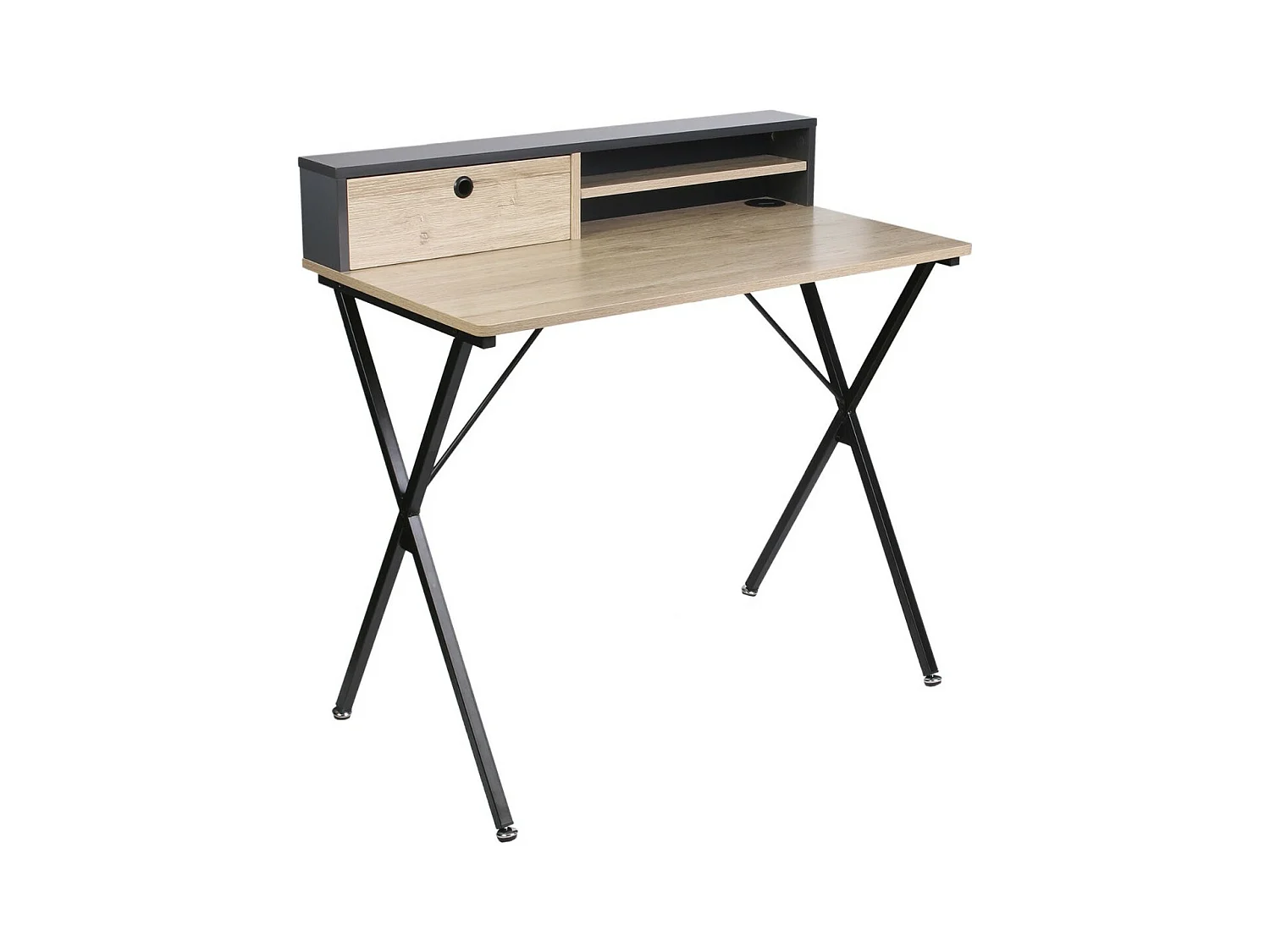 Bureau en métal noir 1 tiroir et rangements  - L90cm