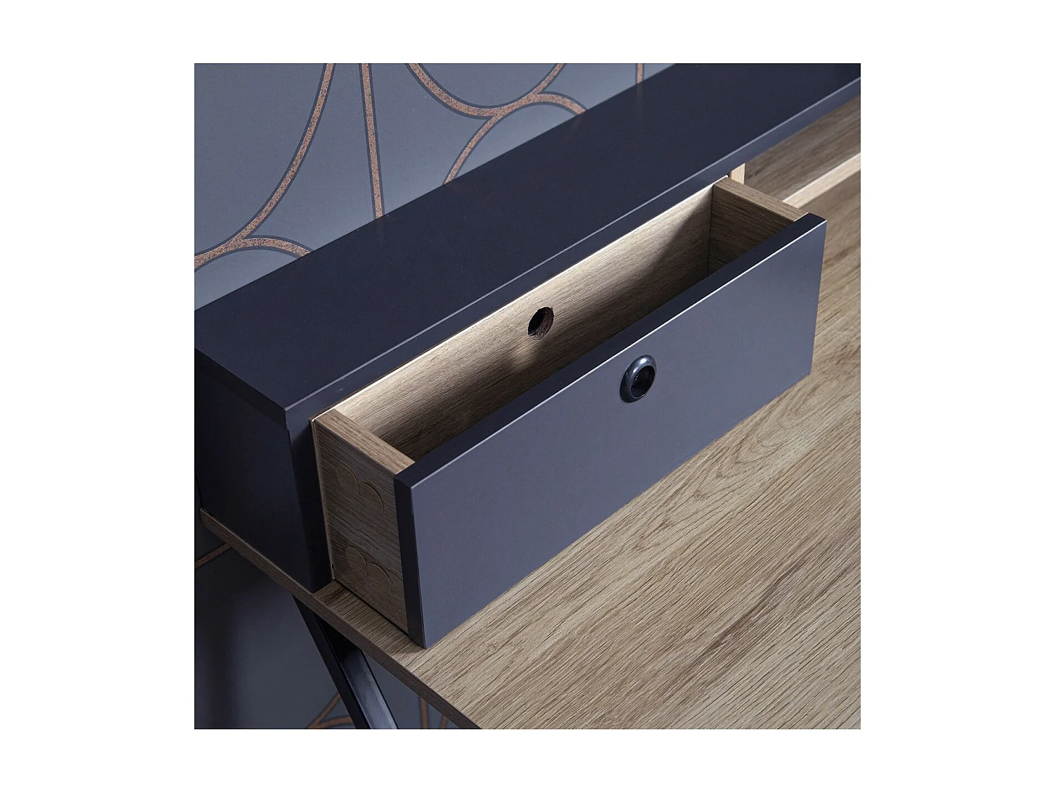 Bureau en métal noir 1 tiroir et rangements  - L90cm