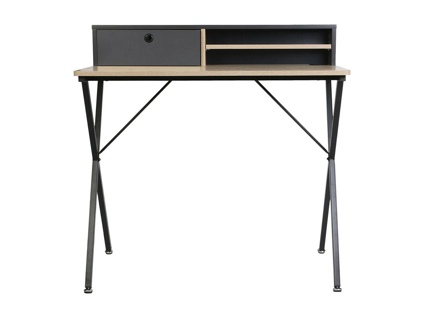 Bureau en métal noir 1 tiroir et rangements  - L90cm