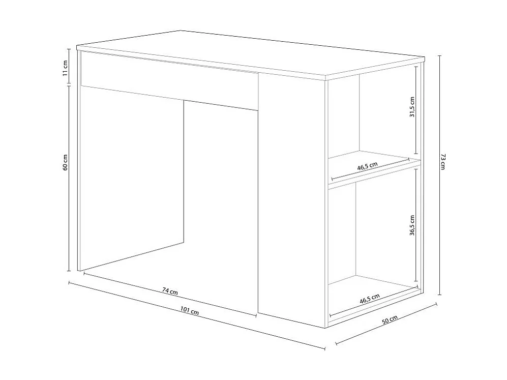 Escritorio Masster 1 Cajón Blanco Artik/Gris Antracita 73x101x50 cm