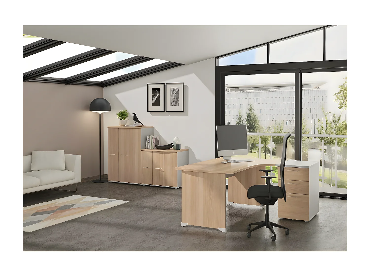 Bureau compact 90° droite Jazz - Fabrication Française