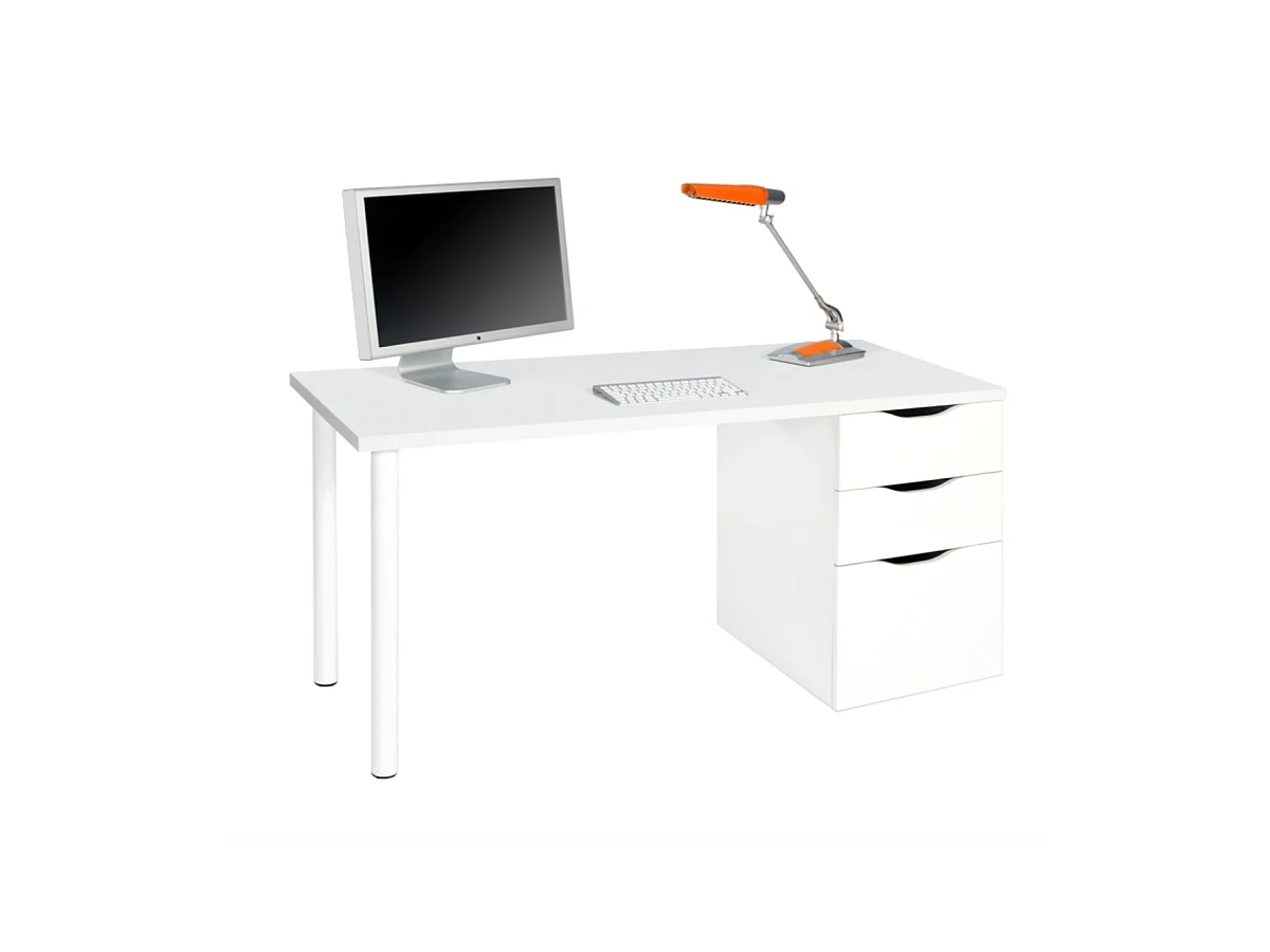 Bureau réversible avec caisson 2 tiroirs L138 cm