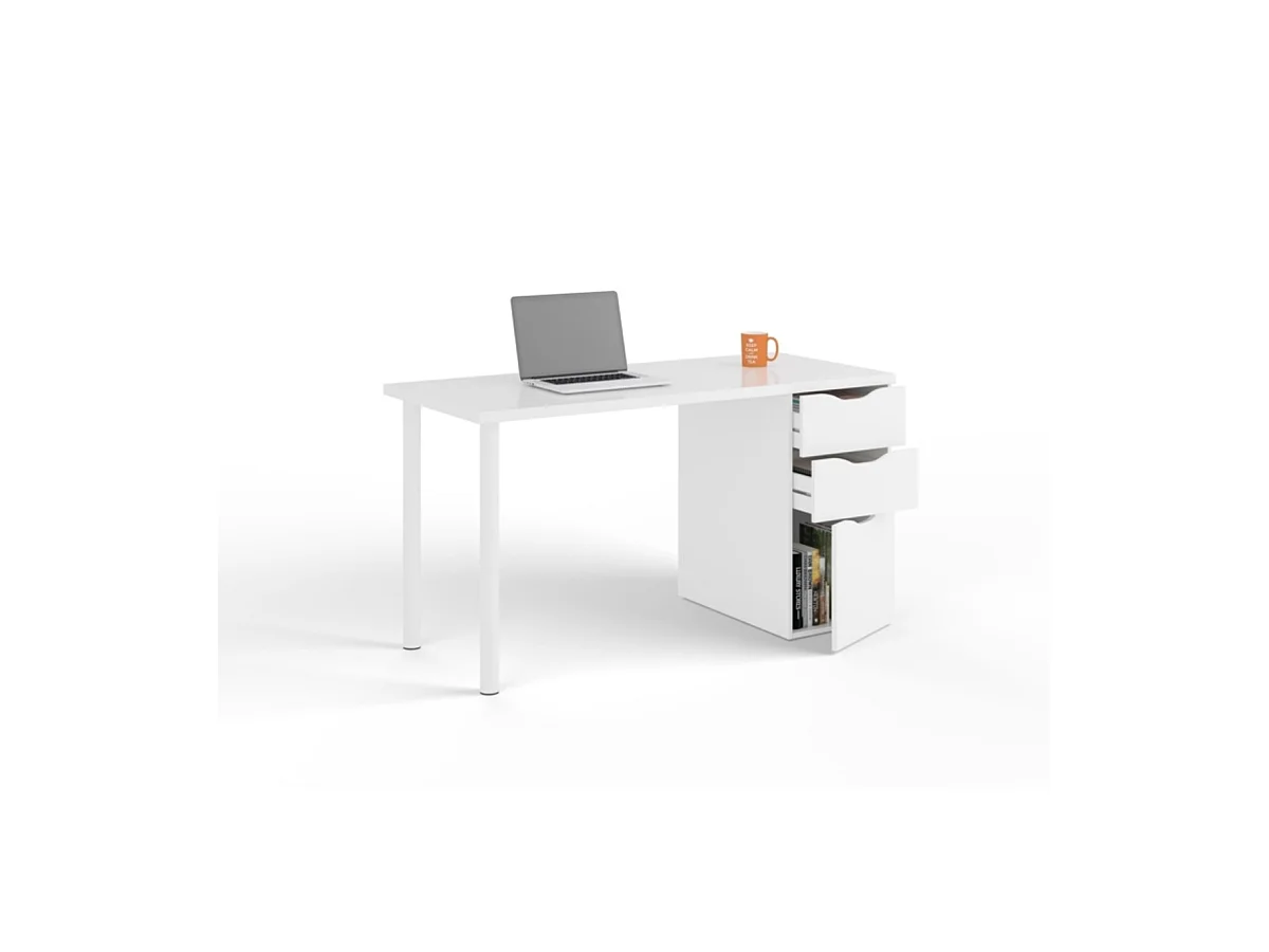 Bureau réversible avec caisson 2 tiroirs L138 cm