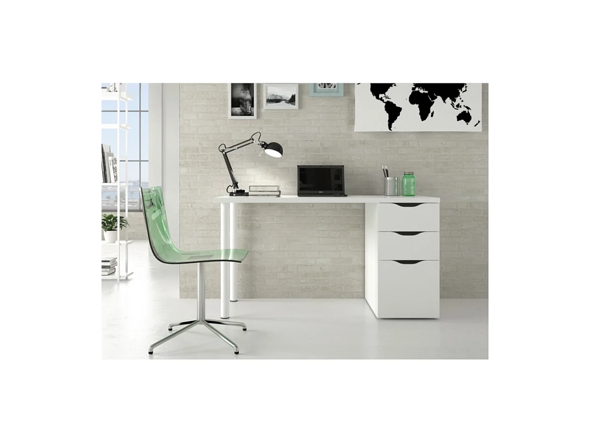 Bureau réversible avec caisson 2 tiroirs L138 cm