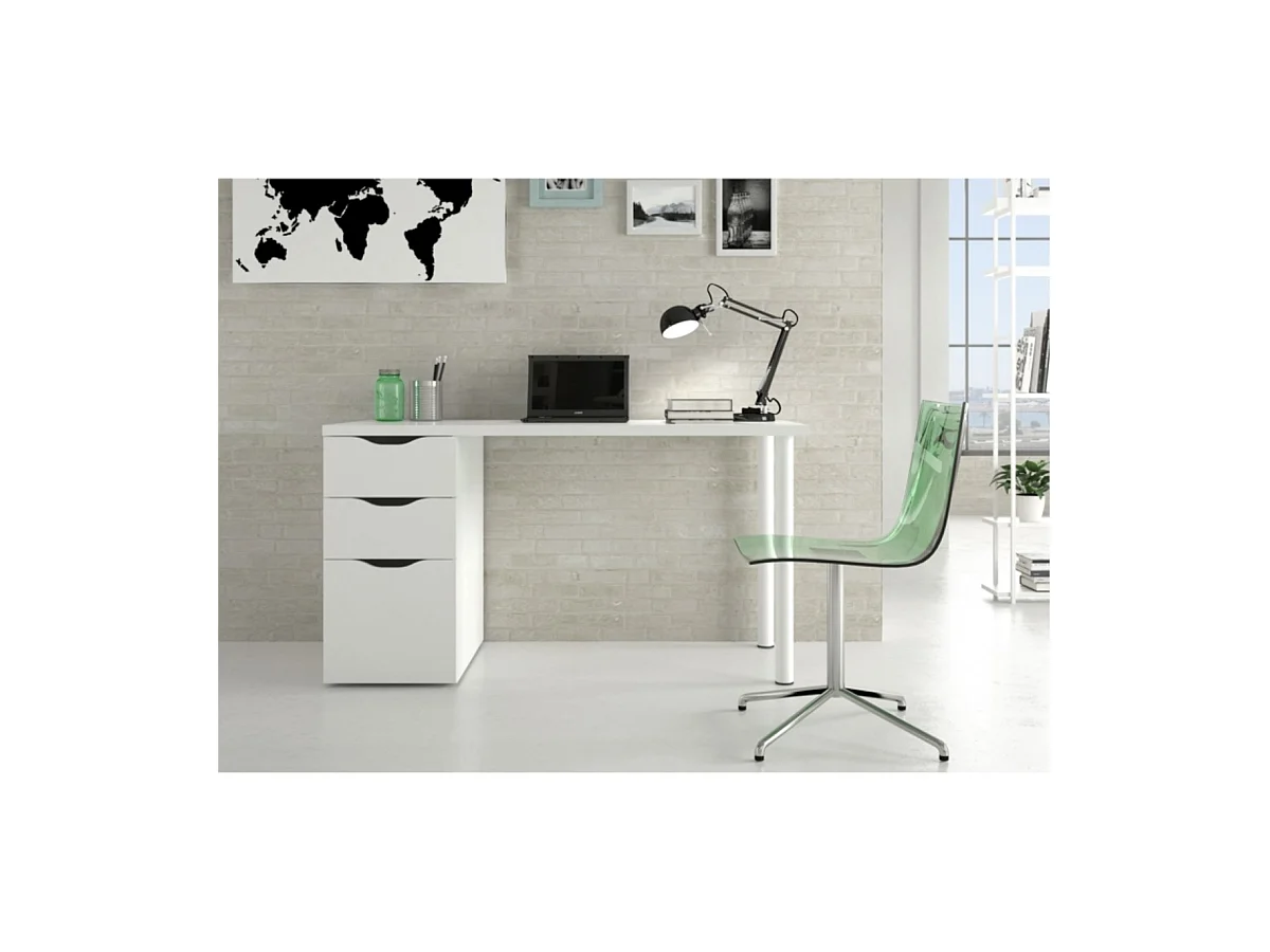 Bureau réversible avec caisson 2 tiroirs L138 cm