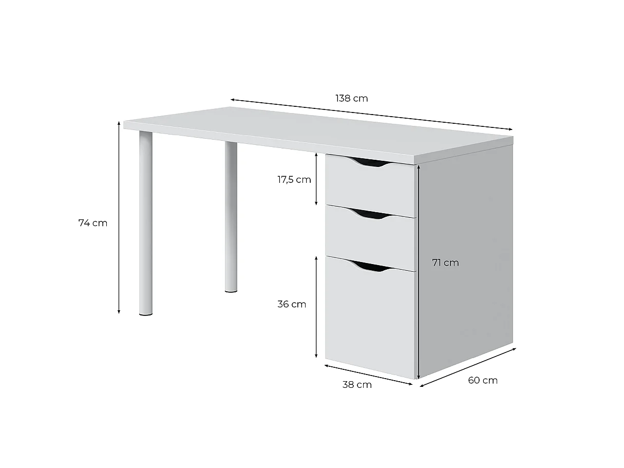 Mesa de escrita Athena Blanco Artik (Blanco Mate)