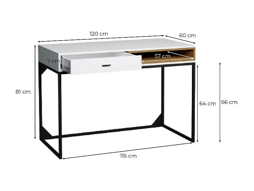 Mesa de escritório Baltesi 110, Com gavetas, Número de gavetas: 1