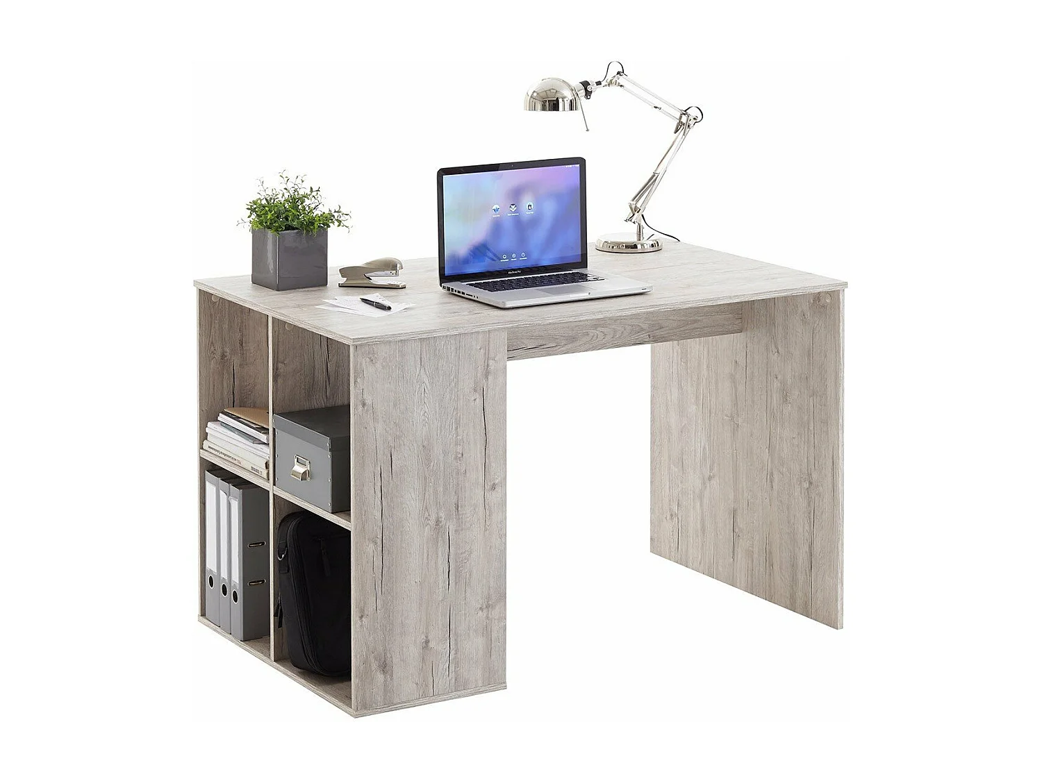 Bureau Droit avec Étagères Latérales L117cm - Gent