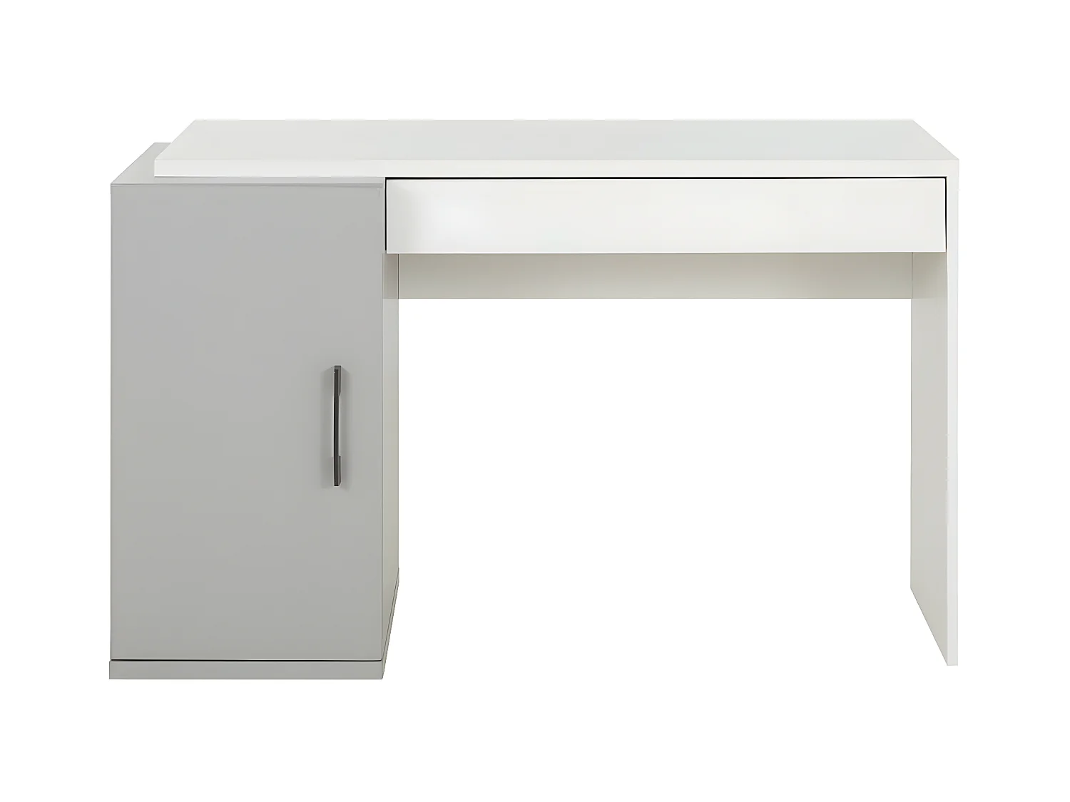 Bureau Ugo gris avec caisson de rangement et tiroir - Fabrication Française