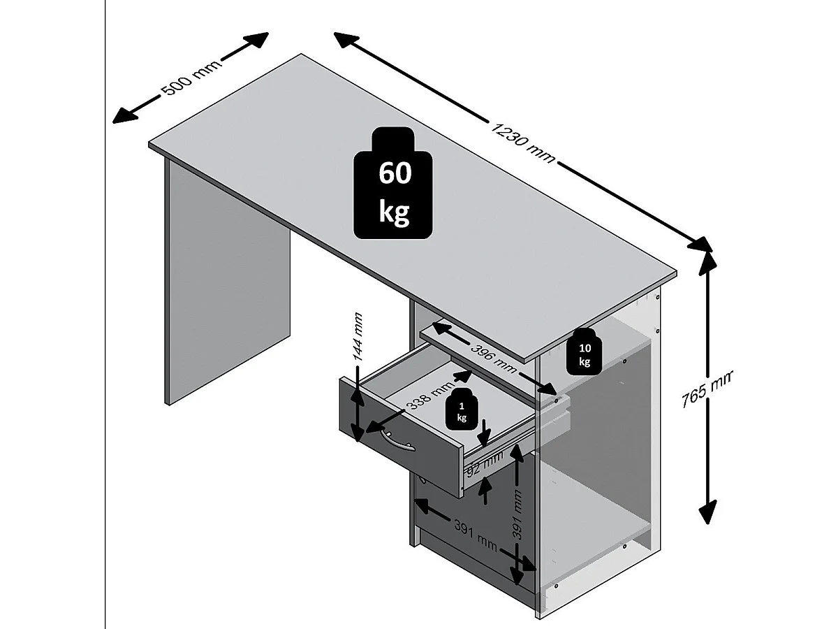 Bureau avec Rangements L123cm - Jackson
