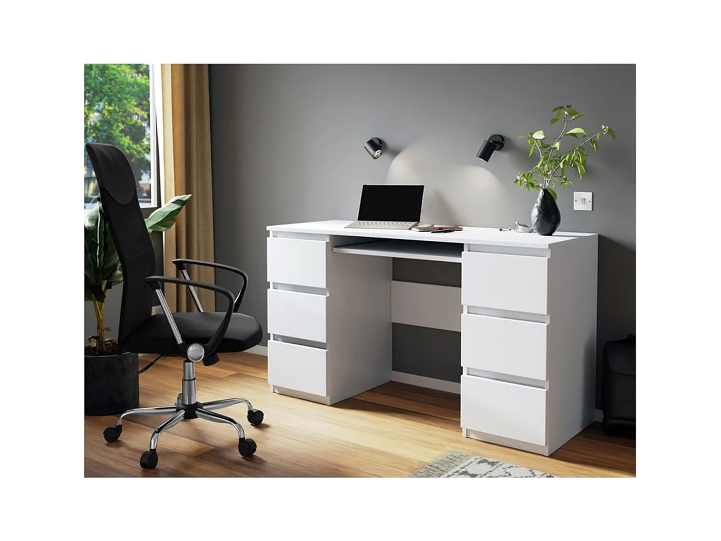 Scrivania da ufficio Comfivo 448, Con ripiano da tastiera|Con cassetti, 76x130x51cm