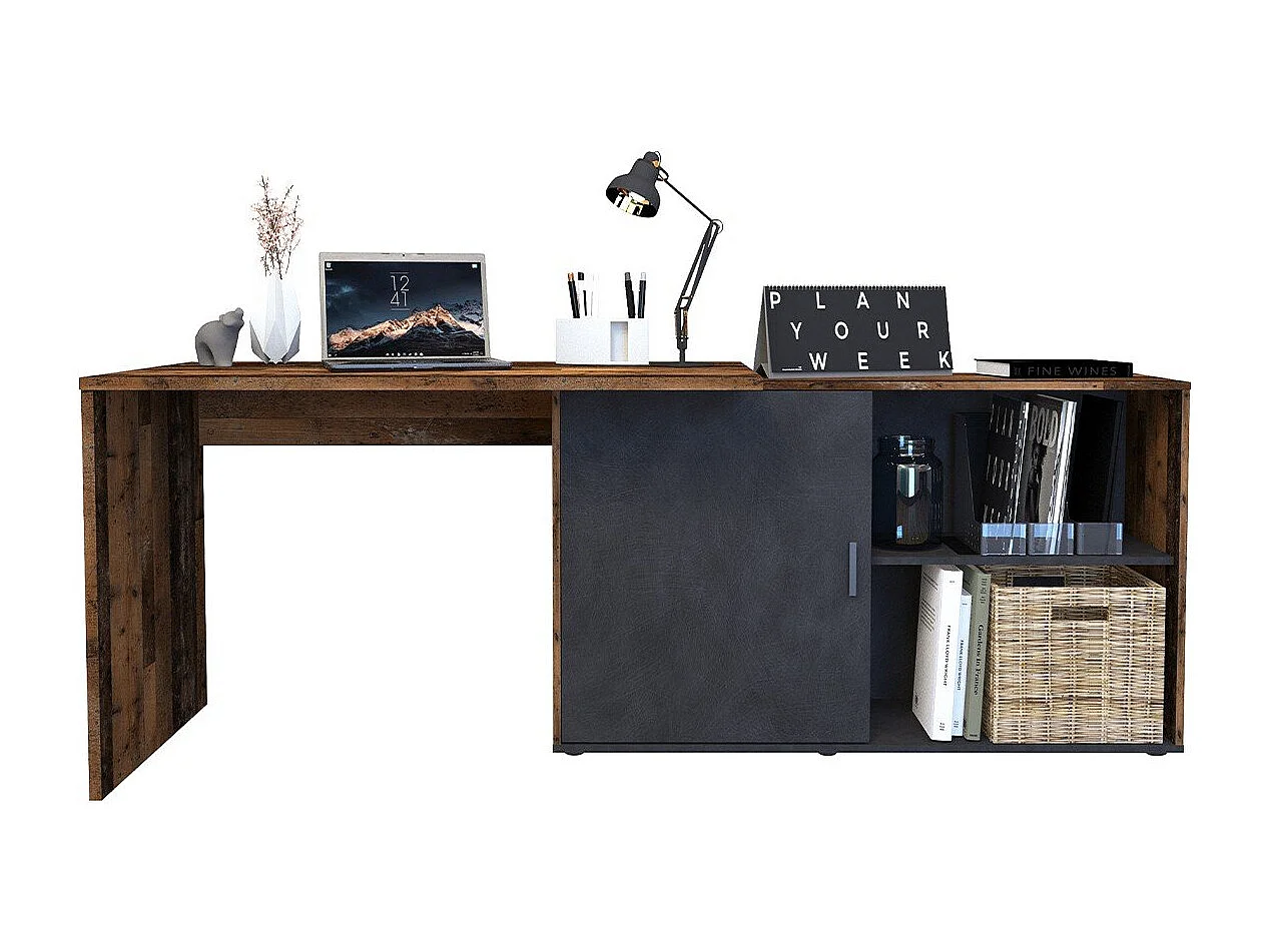 Bureau d'Angle Modulable avec Étagères de Rangement - Valley