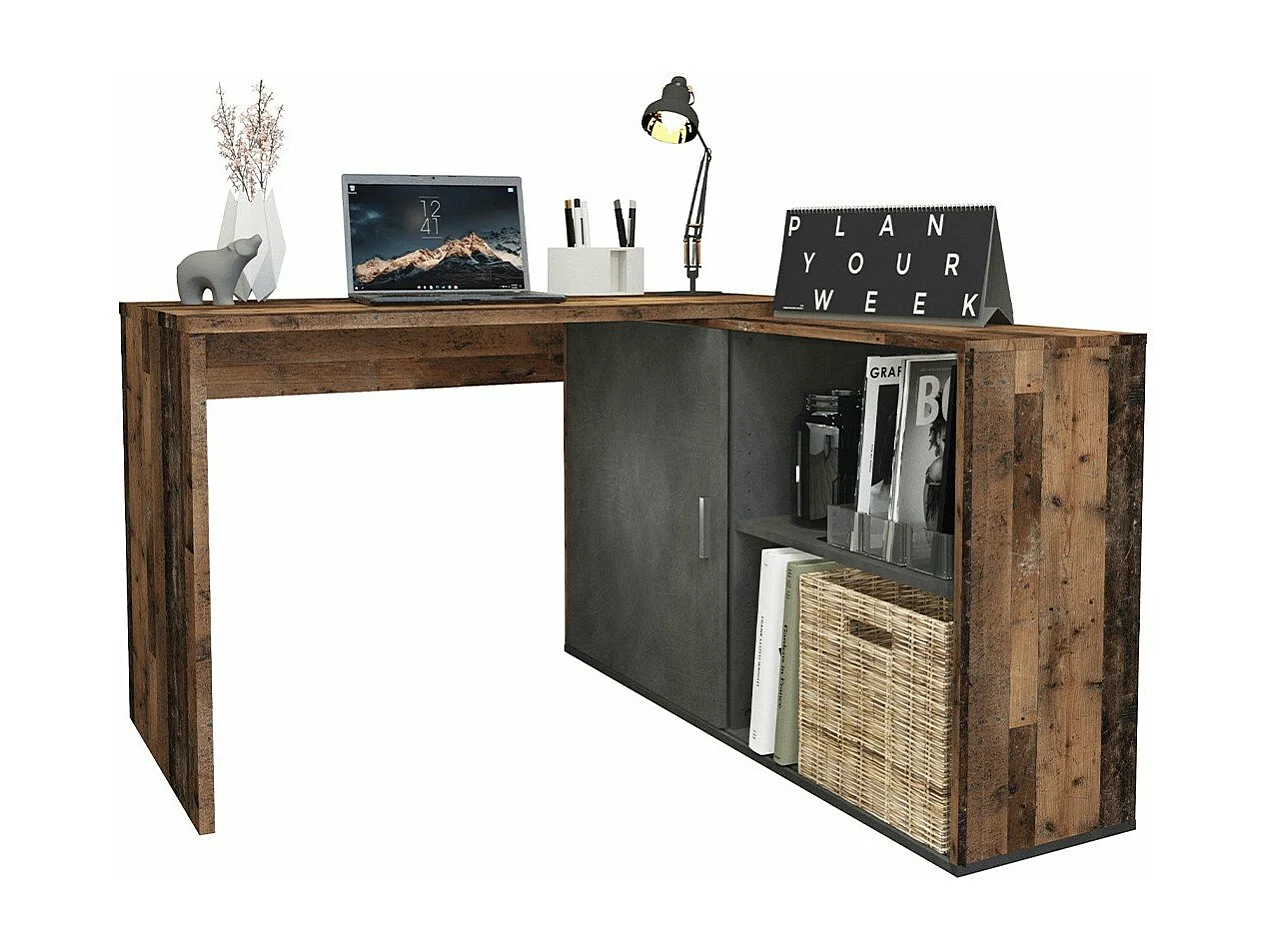 Bureau d'Angle Modulable avec Étagères de Rangement - Valley