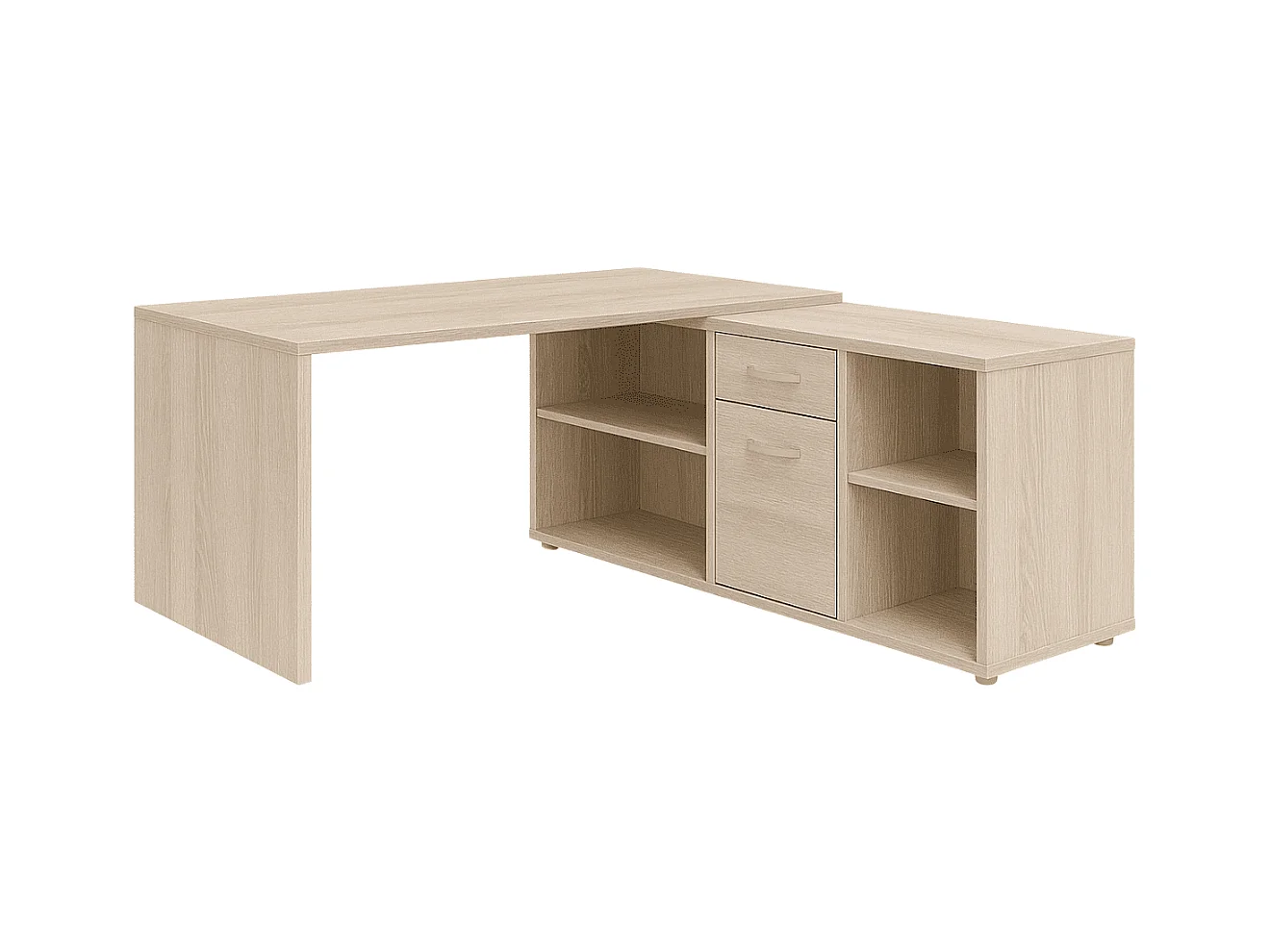 Bureau d'Angle Modulable avec Caisson, Tiroir et Étagères de Rangements - Lex