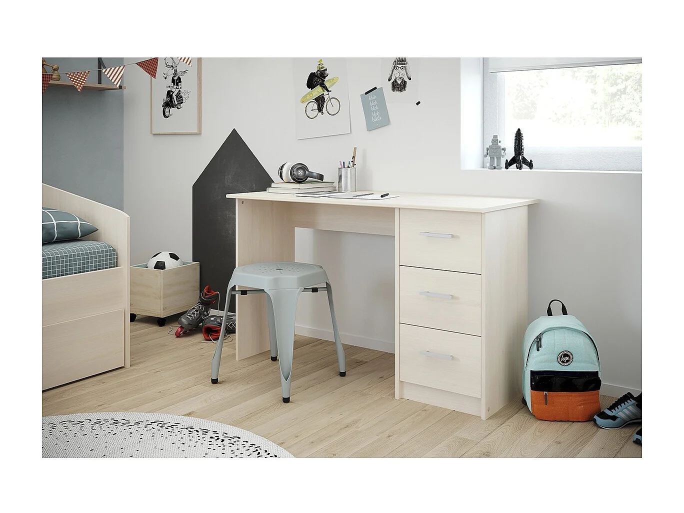 Bureau Droit 3 tiroirs L121 cm - Infinity