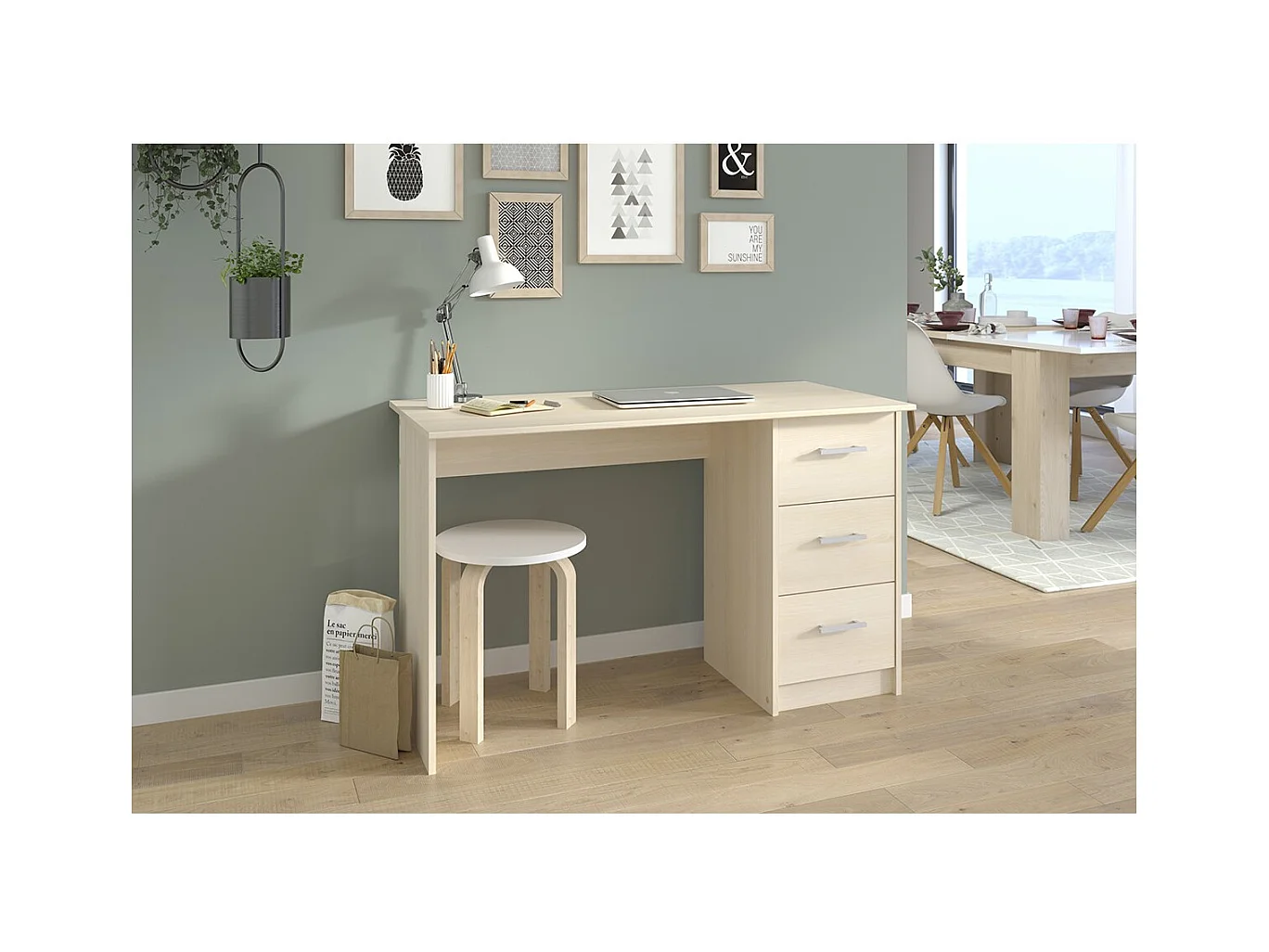 Bureau Droit 3 tiroirs L121 cm - Infinity