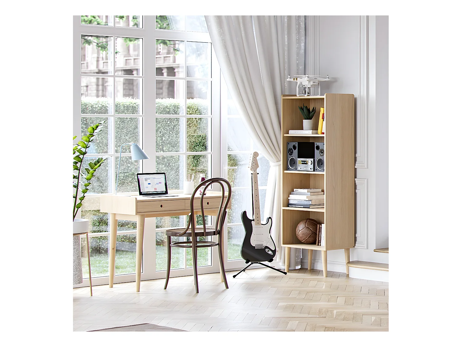 Scrivania a 2 cassetti decorazione Rovere L96 cm - Retro