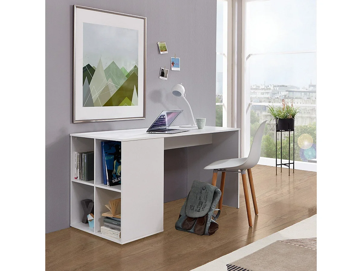 Bureau Droit avec Étagères Latérales L117cm - Gent