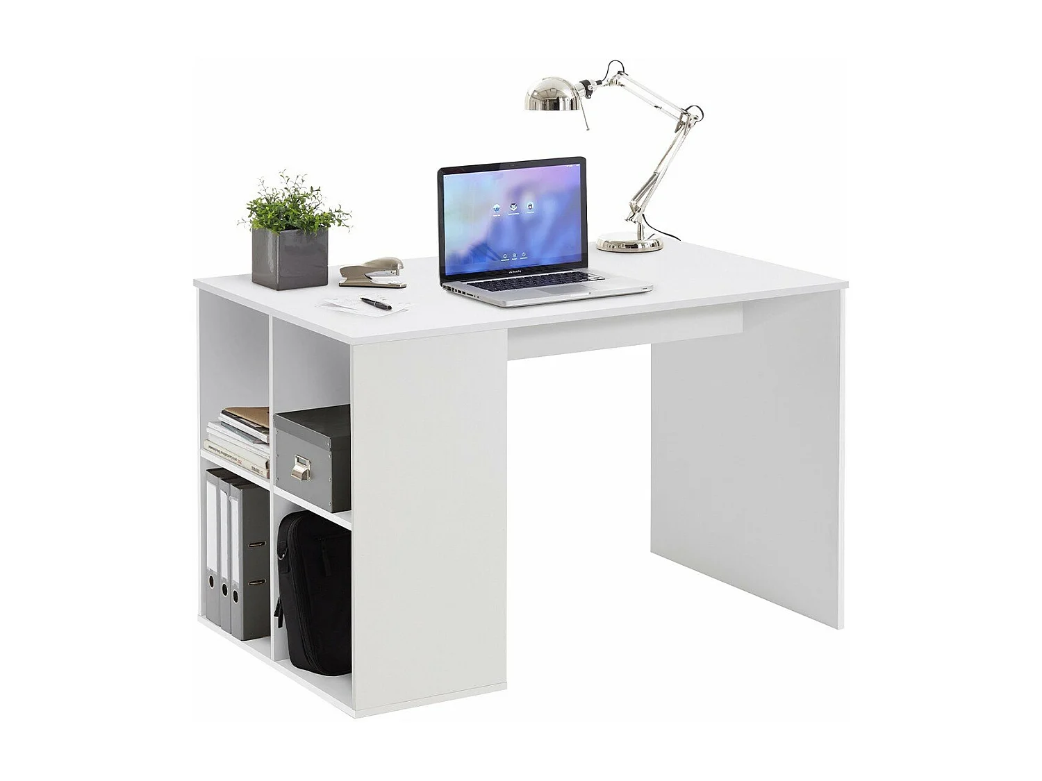 FMD Schreibtisch mit Regal 117×73×75 cm Weiß