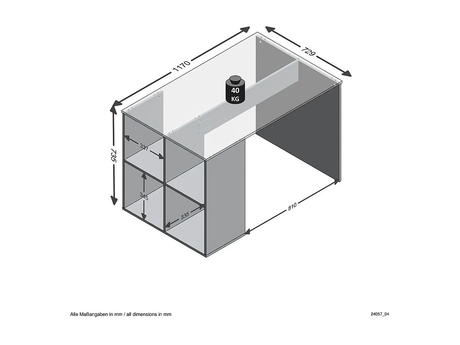 FMD Schreibtisch mit Regal 117×73×75 cm Weiß