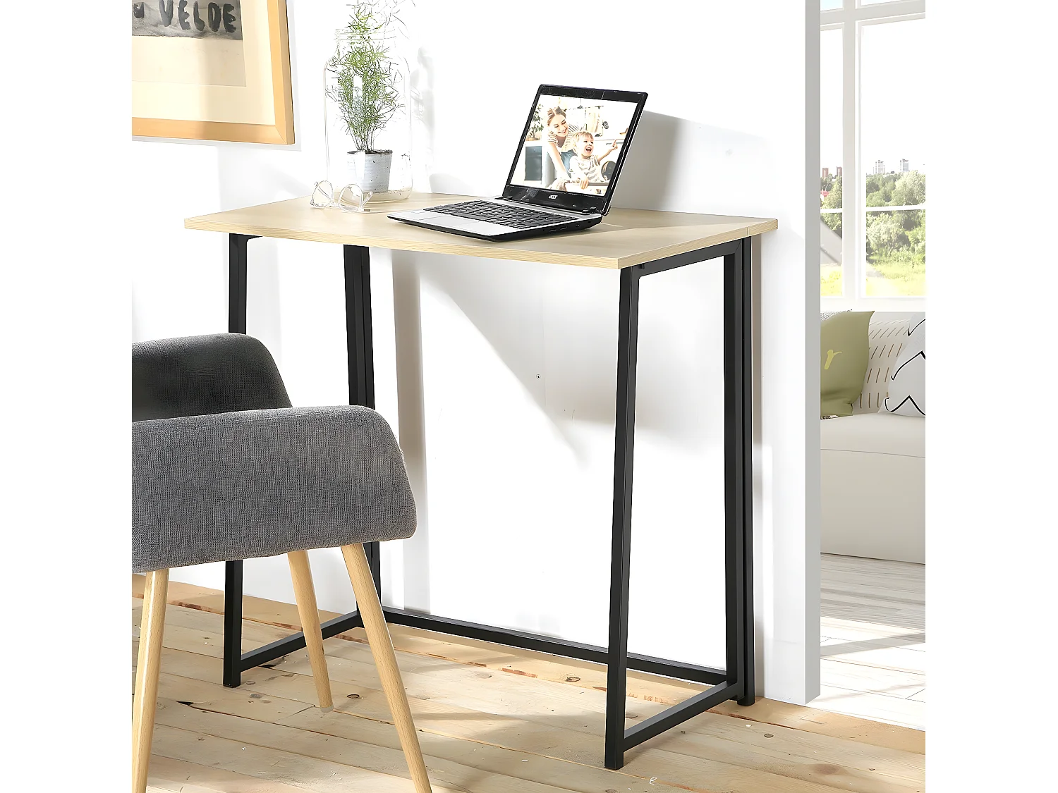 Bureau pliable style industriel - Longueur 80 cm