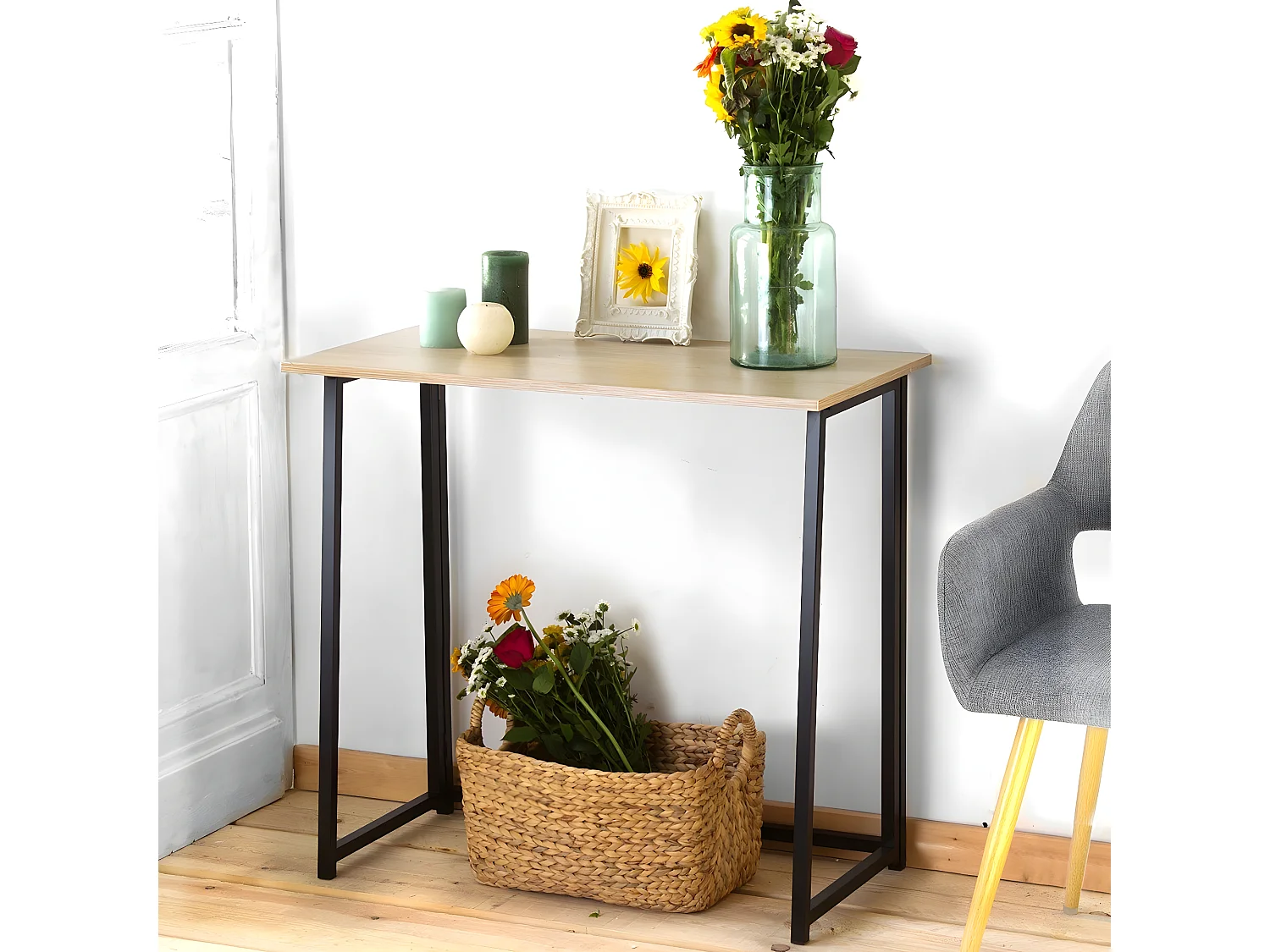 Klappbarer Schreibtisch im Industriestil - L80 cm