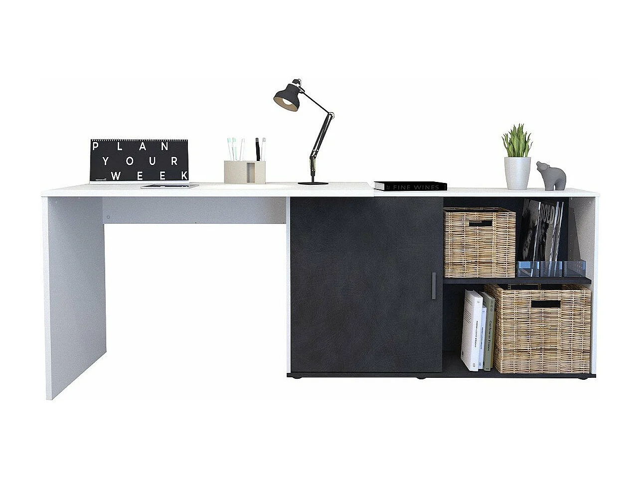 Verwandelbarer Eckschreibtisch mit Regalen - Valley