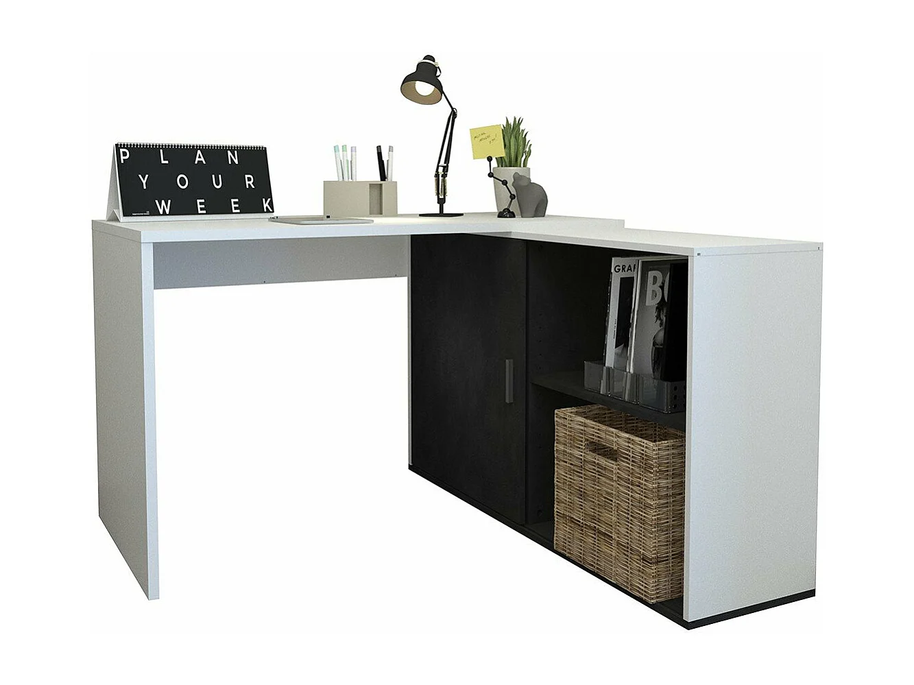 Verwandelbarer Eckschreibtisch mit Regalen - Valley