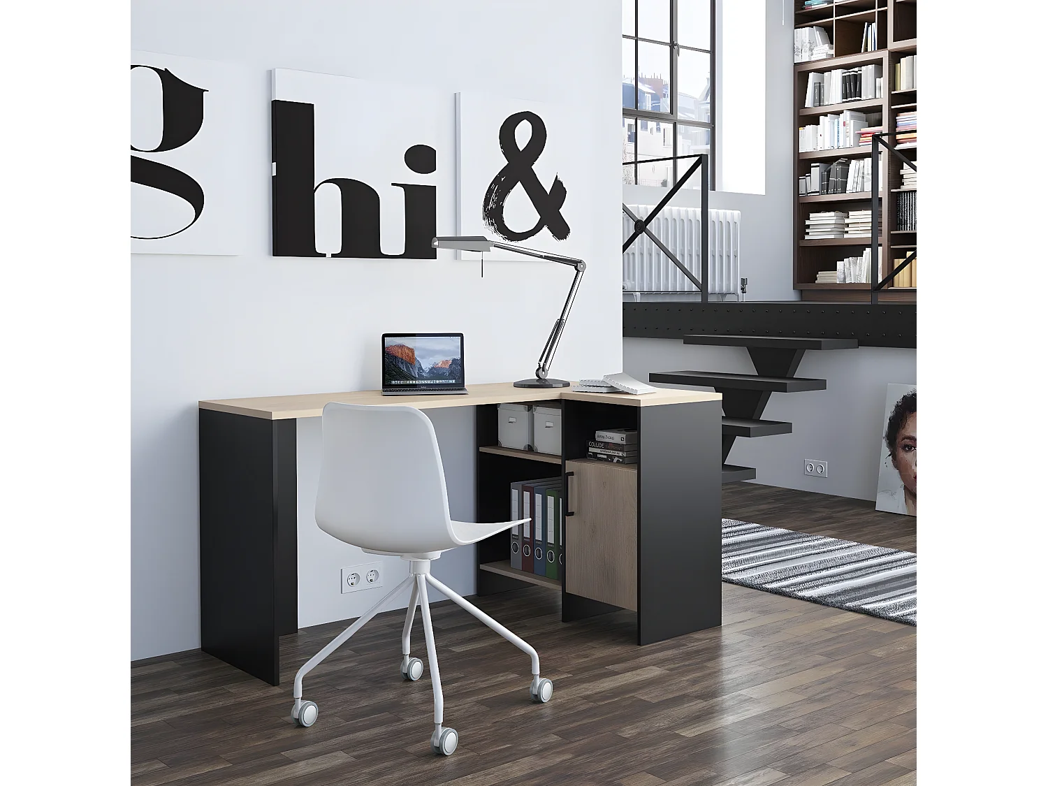 Escritorio de esquina industrial Liverpool - Fabricación francesa