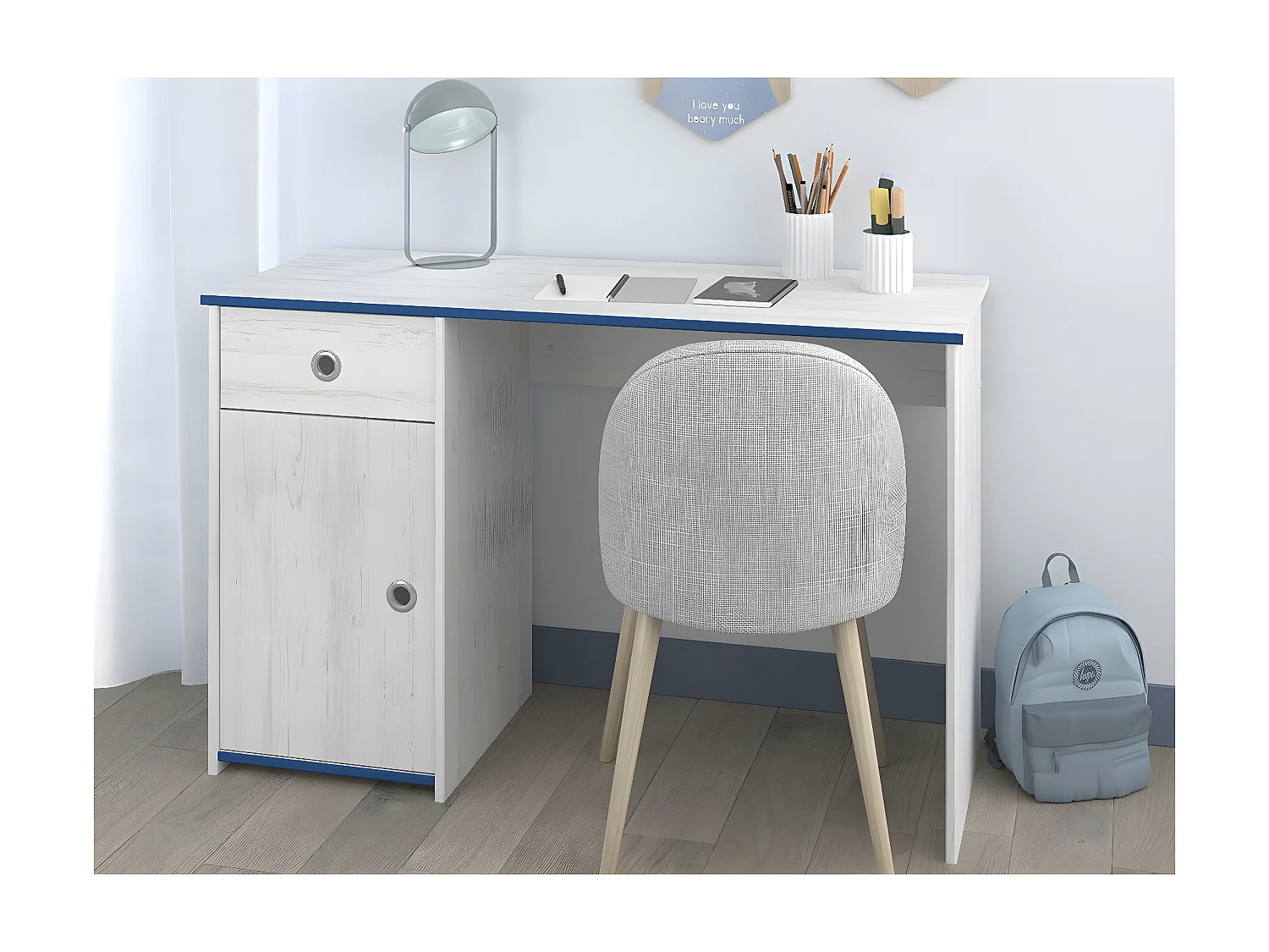 Bureau Enfant 1 Porte 1 Tiroir L121 cm - Snoozy
