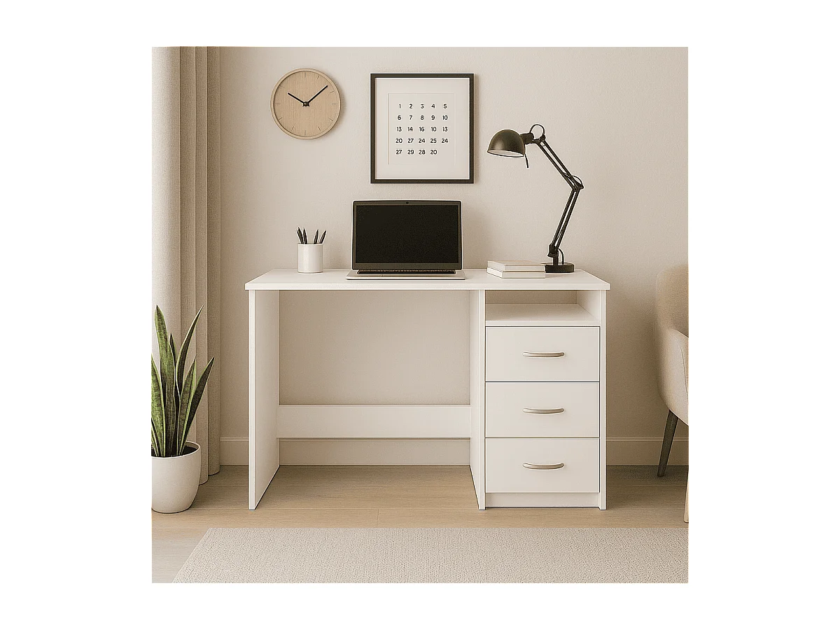 Bureau 1 Niche 3 Tiroirs L123 cm - Aristote