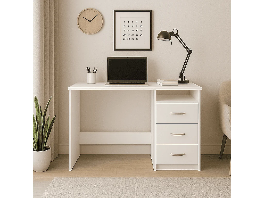 Bureau 1 Niche 3 Tiroirs L123 cm - Aristote
