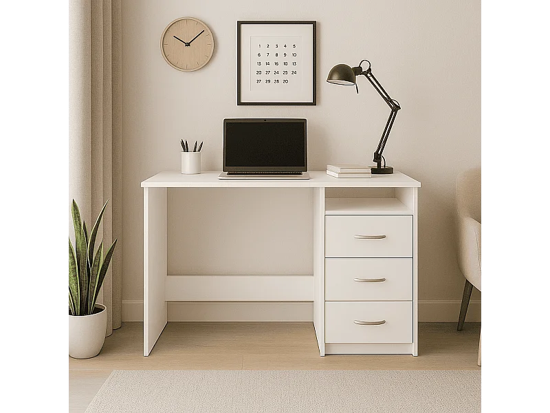Bureau 1 Niche 3 Tiroirs L123 cm - Aristote
