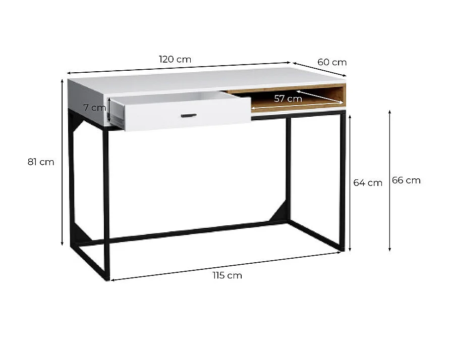 Mesa de oficina Baltesi 110, Con cajones, Número de cajones: 1, 81x120x60cm