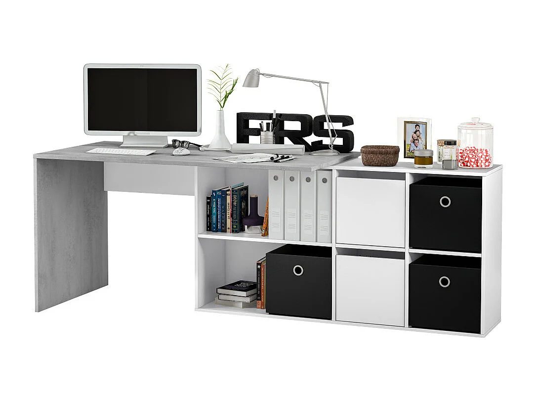 Bureau avec caissons multipositions L136 ou L203 cm