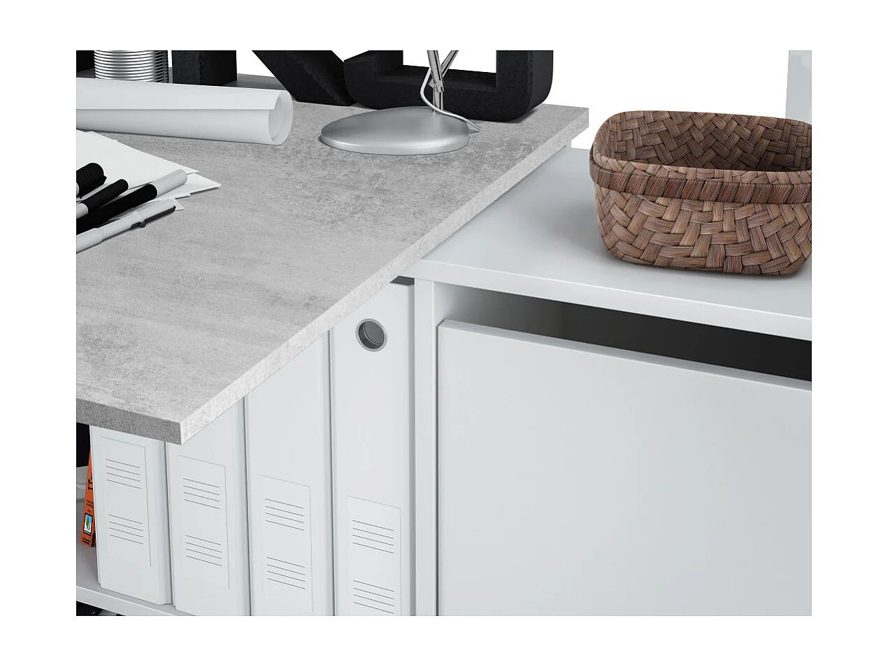 Bureau avec caissons multipositions L136 ou L203 cm