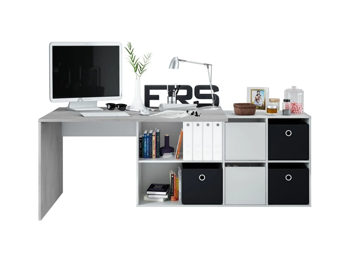 Bureau avec caissons multipositions L136 ou L203 cm