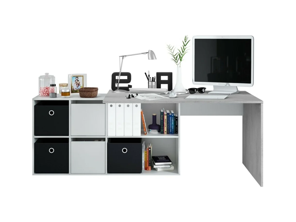 Mesa de escrita Adapta XL Blanco Artik (Blanco Mate) - Gris Cemento