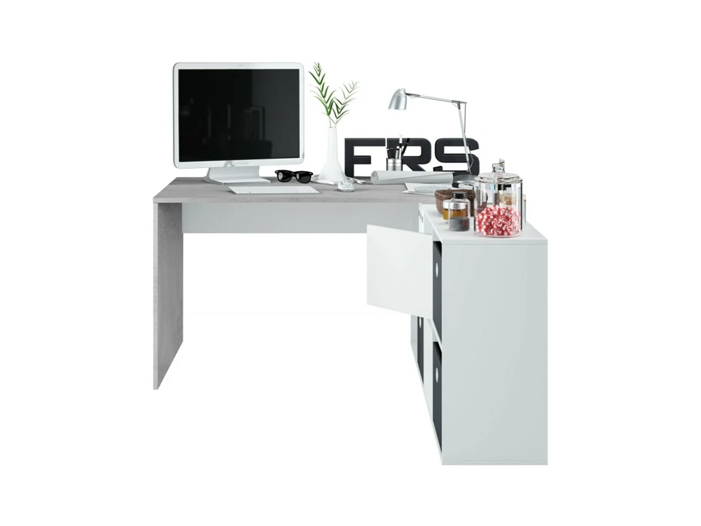 Mesa de escrita Adapta XL Blanco Artik (Blanco Mate) - Gris Cemento